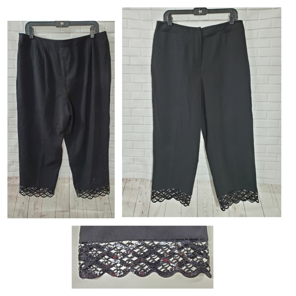 Alfani Black Sequin Trim Hem Pants